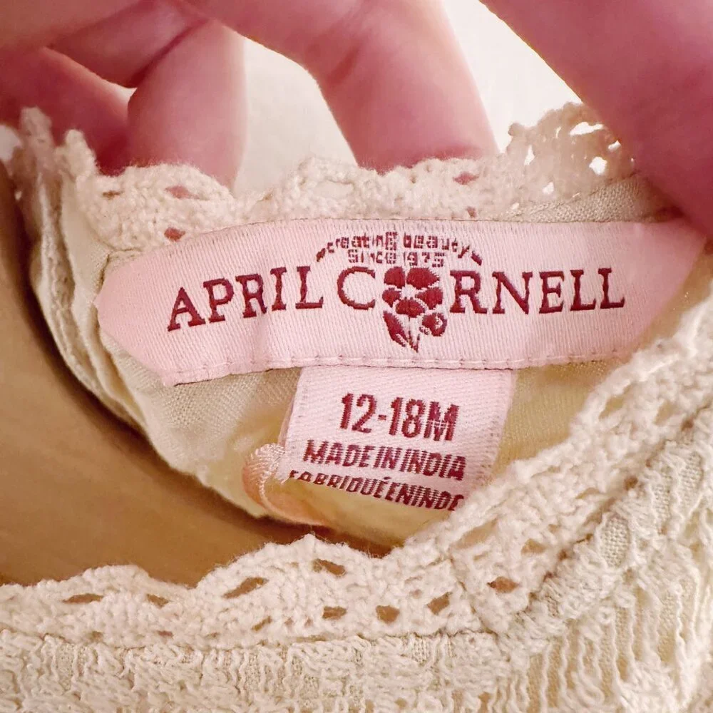 April Cornell Kids Baby Dress Lace Holiday Valentine's Cream Red